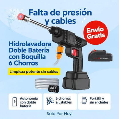 Hidrolavadora Doble Batería con Boquilla 6 Chorros - Everlace
