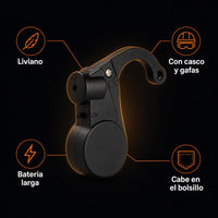 Beneficios: liviano, con casco y gafas, batería larga, portátil